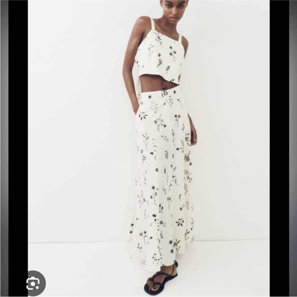 Zara embroidered floral maxi skirt - Picture 3 of 6